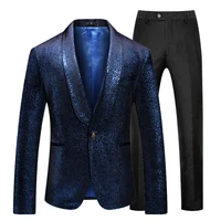 (Blazer+Pants) 2022 Peaked Lapel Groomsmen Tuxedos Custom Made Floral Print Wedding Dress Suit For Party Prom Suits Set S-5XL