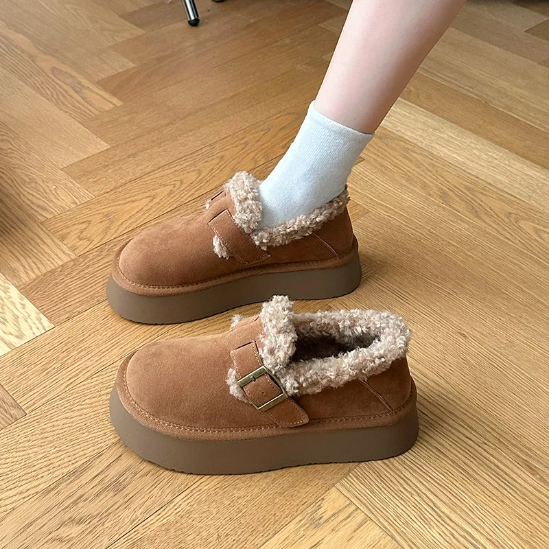 Сапоги Лолиты на плоском каблуке с круглым носком кожаная женская обувь