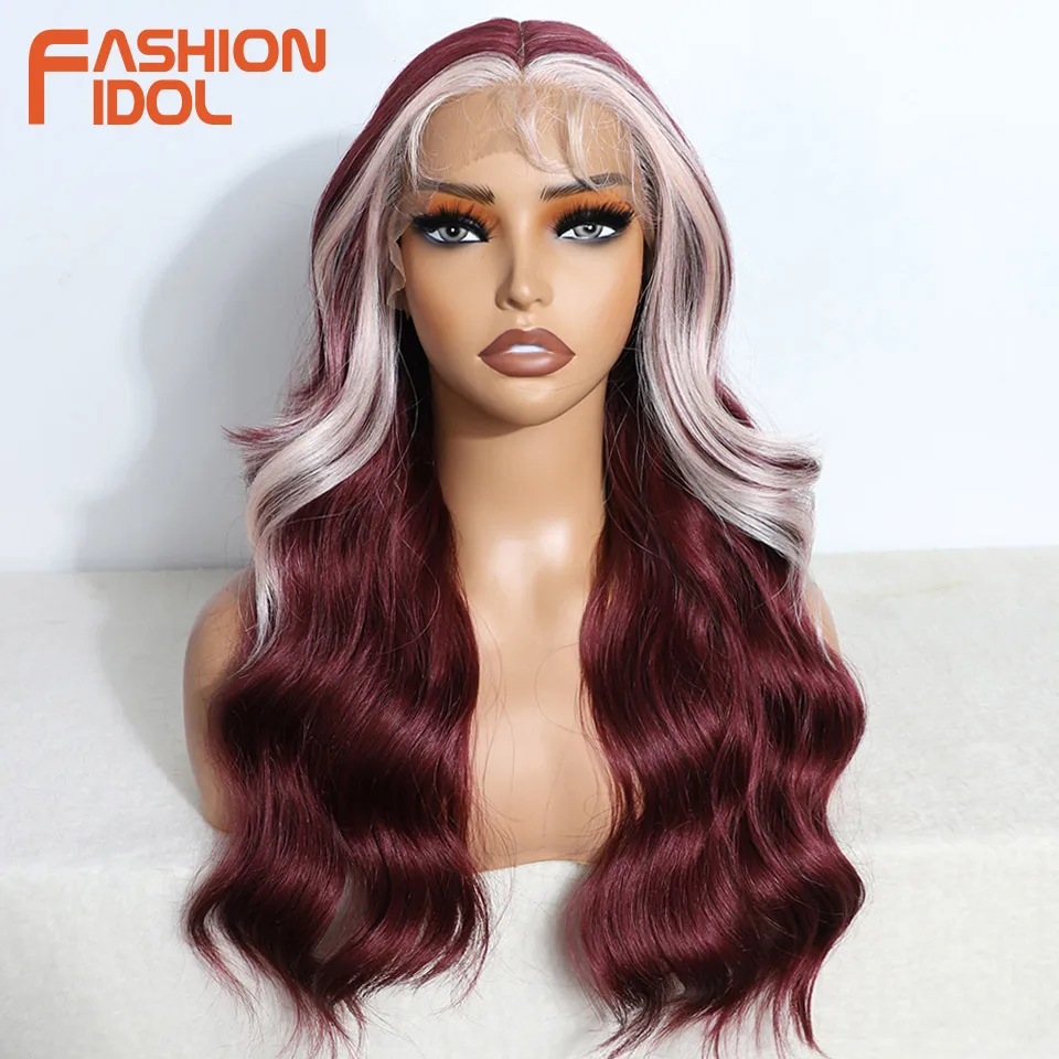 FASHION IDOL 22-дюймовые объемные волнистые парики спереди синтетические омбре