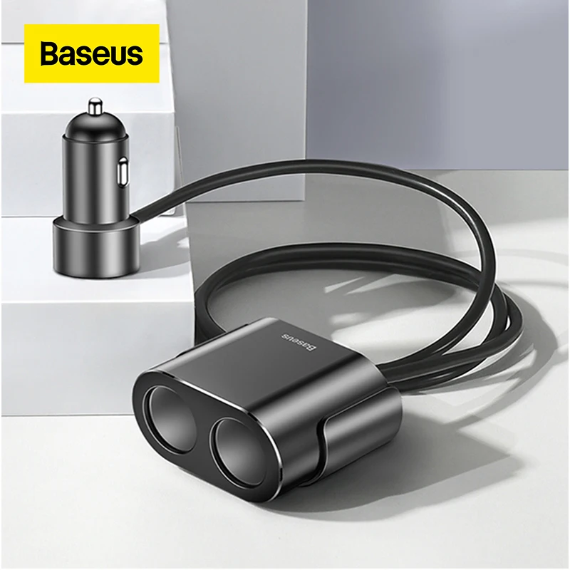 baseus cigarette lighter splitter 3 1a 100w dual usb car charger adapter for phone car charger auto cigarette lighter charging free global shipping