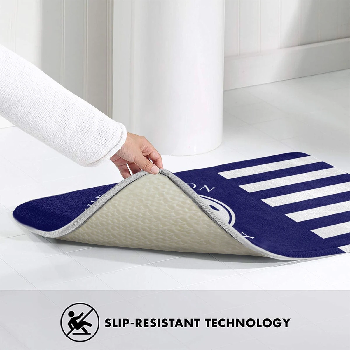 Темно-синий белый якорь морские дверные коврики кухонные мягкие для ванной