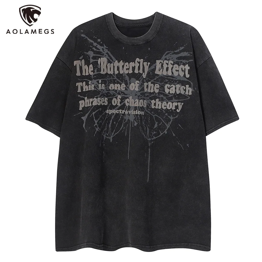 

Уличная Мужская футболка большого размера, Винтажная Футболка с принтом бабочки, Harajuku, топы, футболки в стиле хип-хоп, Свободные повседневные футболки с короткими рукавами