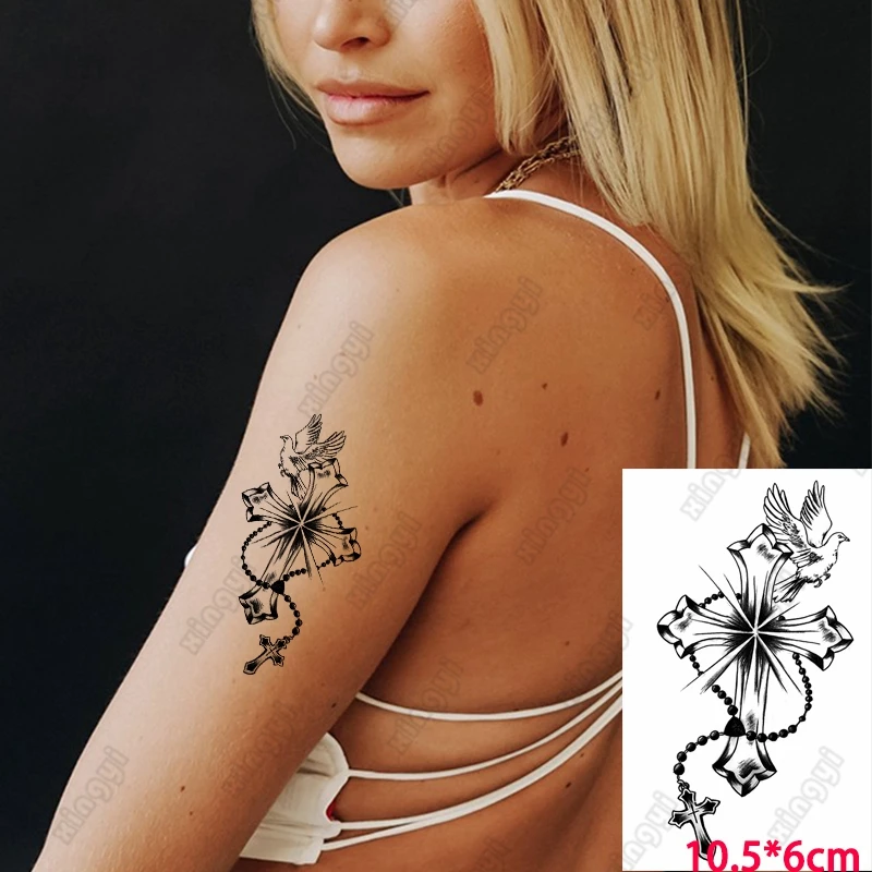 Peace Pigeon Temporary Tattoo Sticker Small Mini Angel Wing Cross Bead Tatoo Arm Hand Wrist Men Women Glitter Tattoos Kids |
