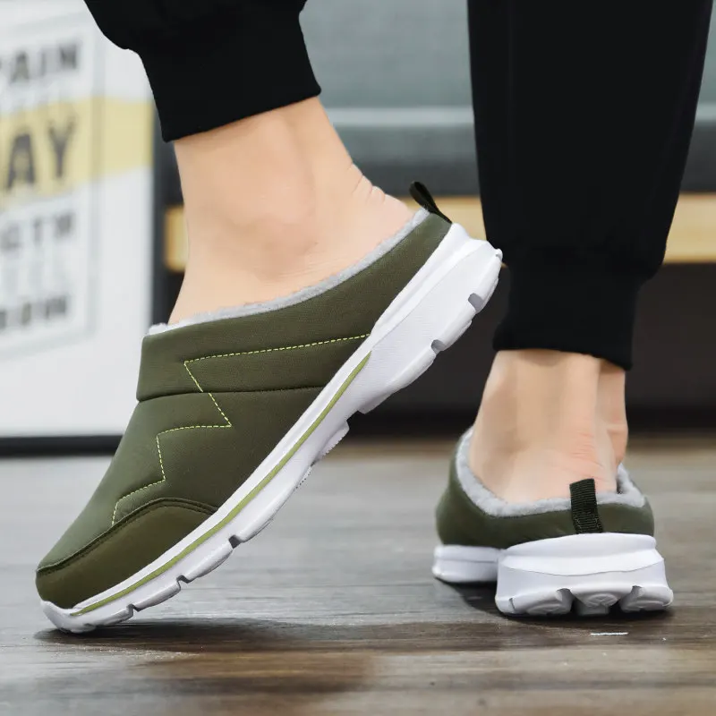 Men's Slippers Cotton Shoes Men Winter Warm Indoor Couple Slippers Women Shoes Winter Plush Home Shoes Men Footwear Plus Size 48