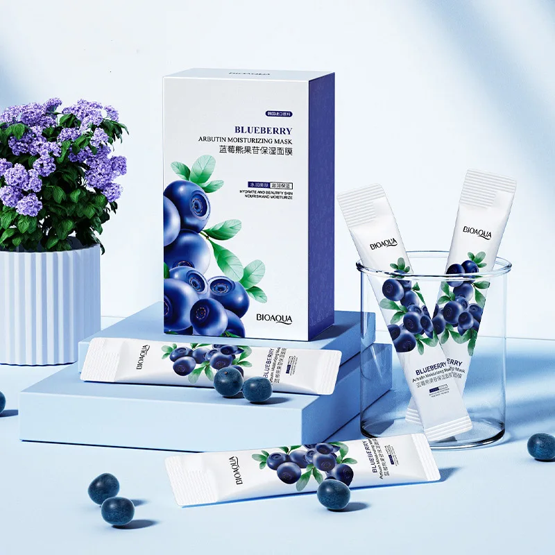 

7Pcs Blueberry Arbutin Moisturizing Sleeping Mask Dry Skin Nourishing Cosmetics Whitening Anti-Aging Sleep Mask SPA Facial Care