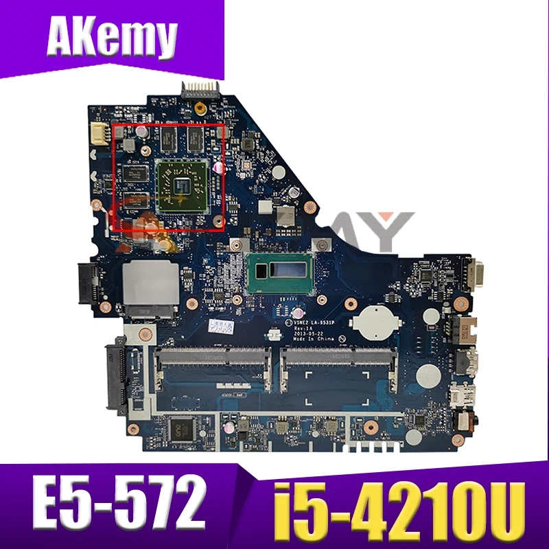 

Akemy Laptop Motherboard For ACER Aspire E5-572 Mainboard LA-9531P i5-4210U SR1EF 216-0855000 DDR3