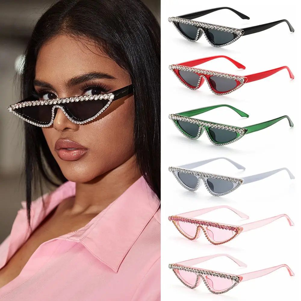 

Trendy Goggles Shades UV400 Sunglasses Rhinestone Frame Cat Eye Diamond Sunglasses