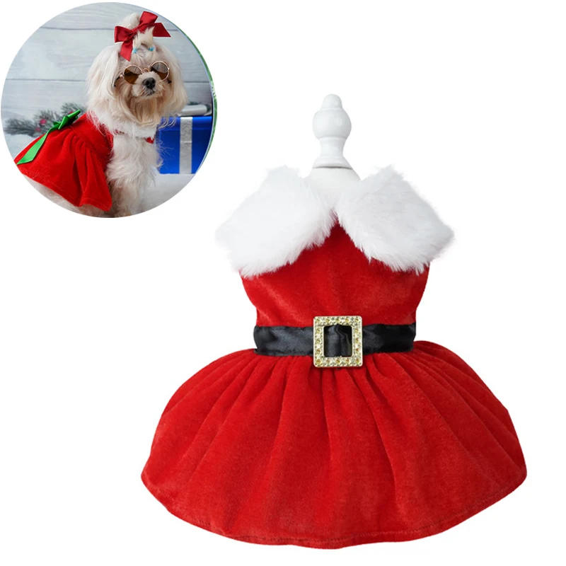 Pet Dog Christmas Clothes Dog Dress For Small Medium Dogs Party Holiday Deco Pupply Winter Clothes