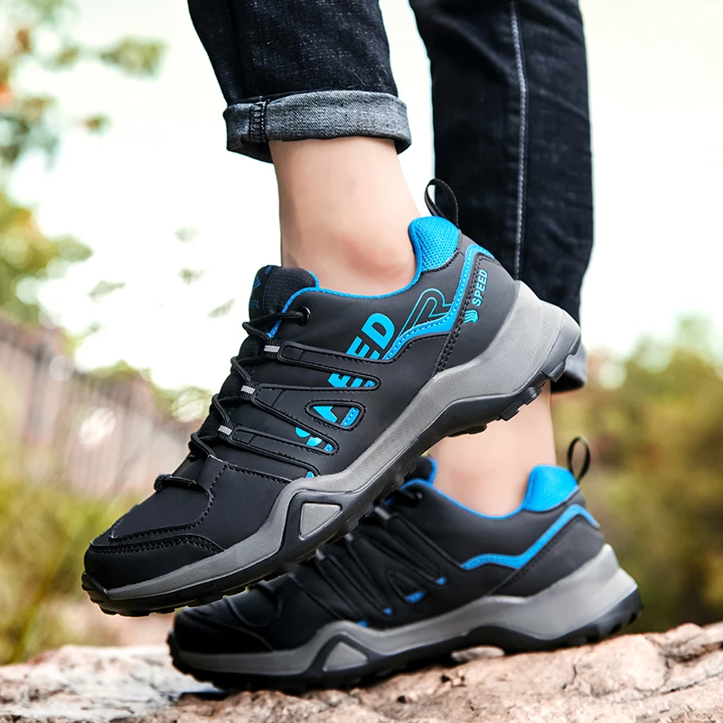 Hot Sale Waterproof Leather Men's Trekking Shoes Breathable Mens Outdoors Hiking Shoes Anti-slip Men Climbing Boot Plus Size 47