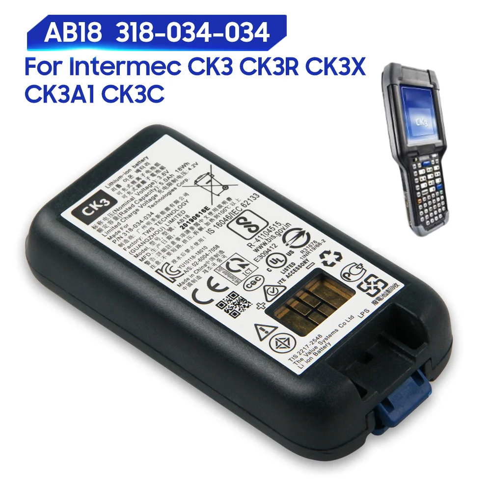 

Original Replacement Battery For Intermec CK3 CK3A1 CK3R CK3X CK3C1 Mobile Handheld Computer AB18 318-034-034 318-034-02 18Wh
