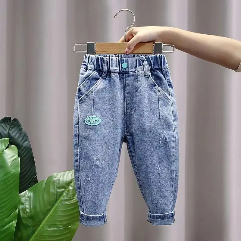 Kids Boys' Pants Spring and Autumn 2023 New Korean Version Pants Children's Ultra Soft Elastic Jeans