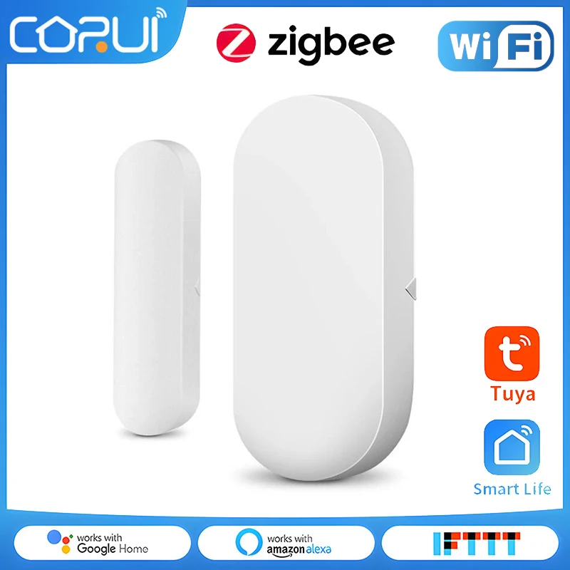 

Умный датчик Zigbee/Wi-Fi Tuya, датчик обнаружения открывания и закрытия дверей и окон, с поддержкой Alexa и Google Home