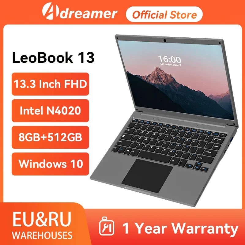 Ноутбук Adreamer LeoBook 13, 13,3 дюйма, 8 ГБ ОЗУ, 1 ТБ SSD, Intel Celeron N4020