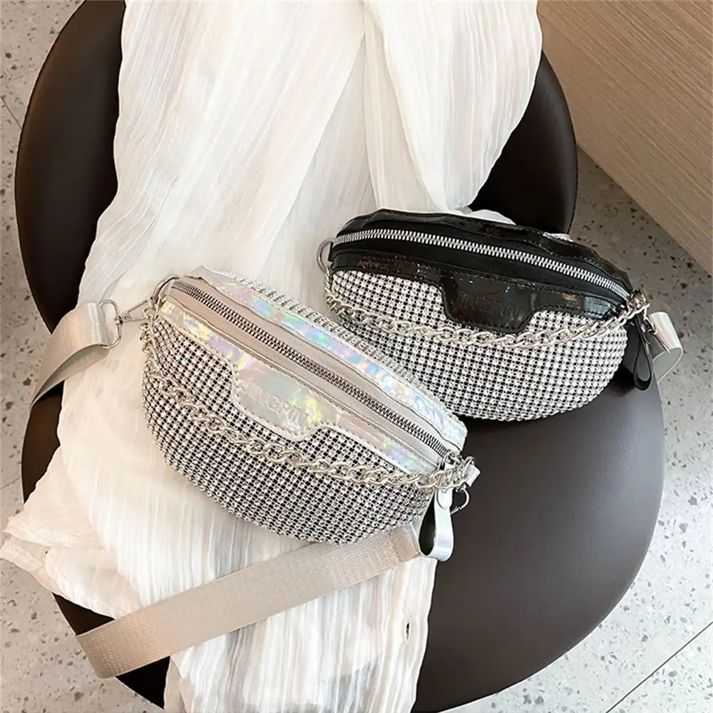 

Rhinestones Waist Pack Personality Shiny Crystal Chest Bag Handbags Evening
