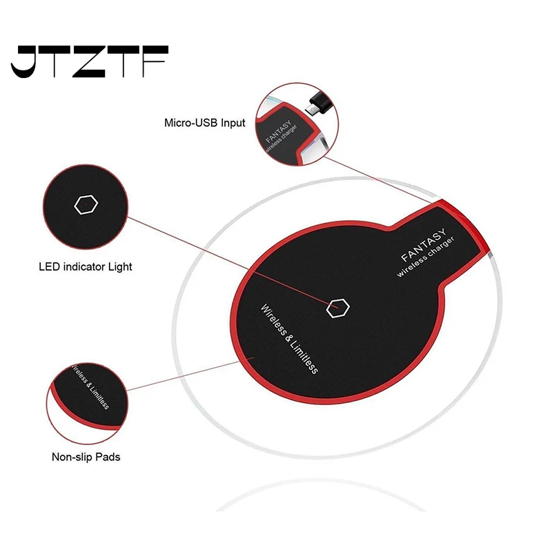 

JTZTF Universal Wireless Charging Pad Charger Pad Mat Dock Receiver for IPhone Mobile Phone Accessories
