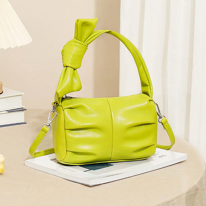 

Дизайнерская Женская сумка через плечо из мягкой искусственной кожи, роскошные брендовые плиссированные маленькие клатчи с бантом для женщин