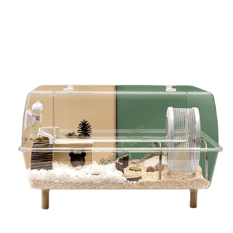 

It Is Suitable for Hamster Cage Acrylic Transparent and Easy to Clean 60 Basic Cage Hamster Feeding Box Crystal Cage Supplies
