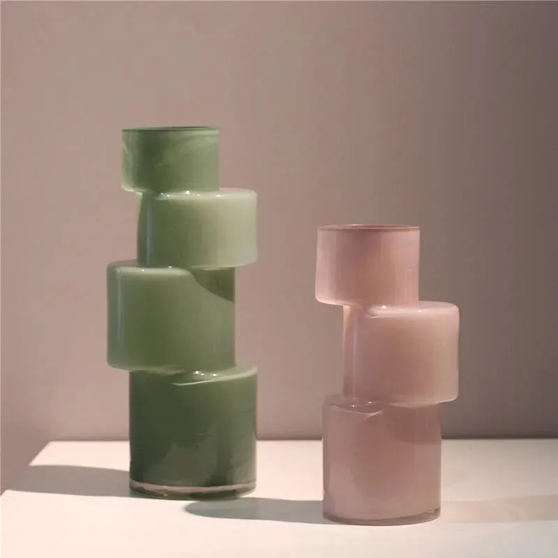 Скандинавская прозрачная цветная бамбуковая стеклянная ваза для гостиной