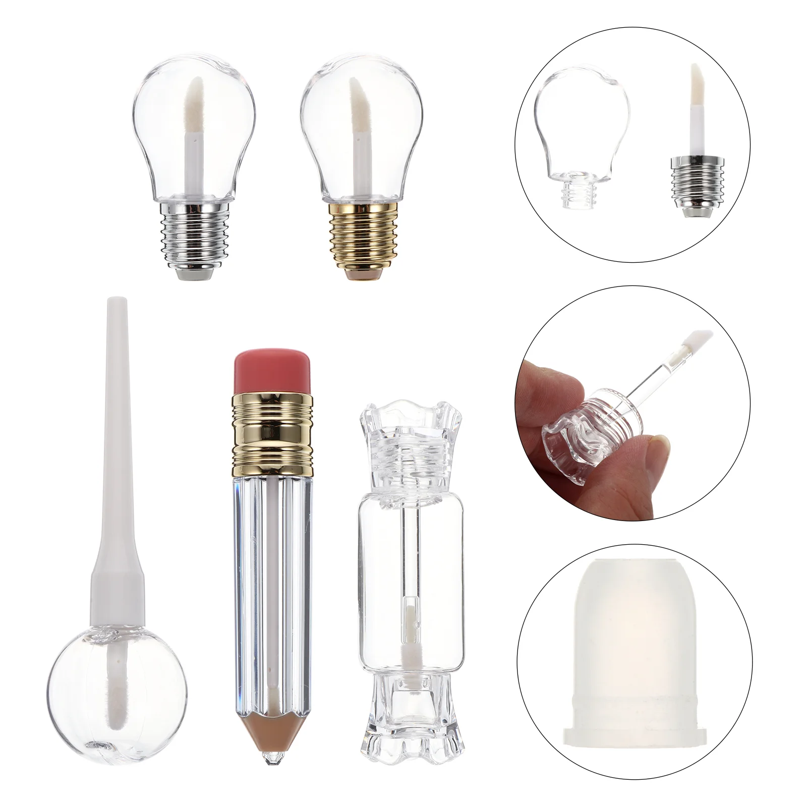 

20pcs Novelty Empty Lip Gloss Tubes Ice Cream Light Bulb Shaped Lip Balm Tubes
