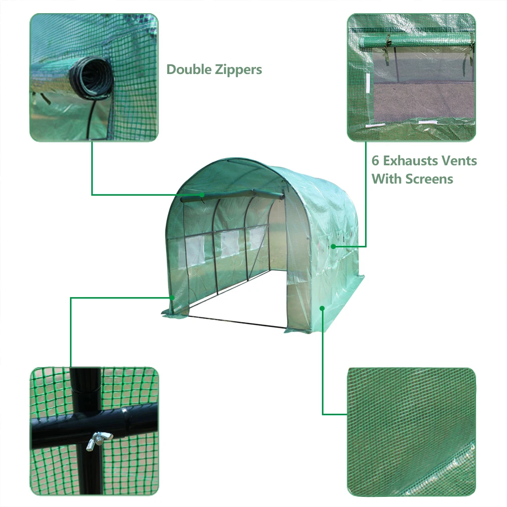 

12'x7'x7' Heavy Duty Greenhouse Plant Gardening Dome Greenhouse Tent Protective Cover Flower Plant Grow Tent Waterproof