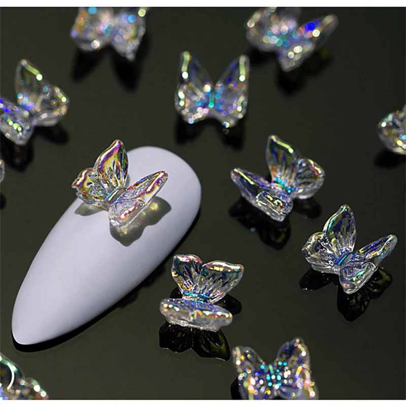 

30 Pcs Butterfly Shaped Flatback Glass Nails Rhinestones Nail Art Jewelry Decoration Stones Shiny Gems DIY Manicure Accessories