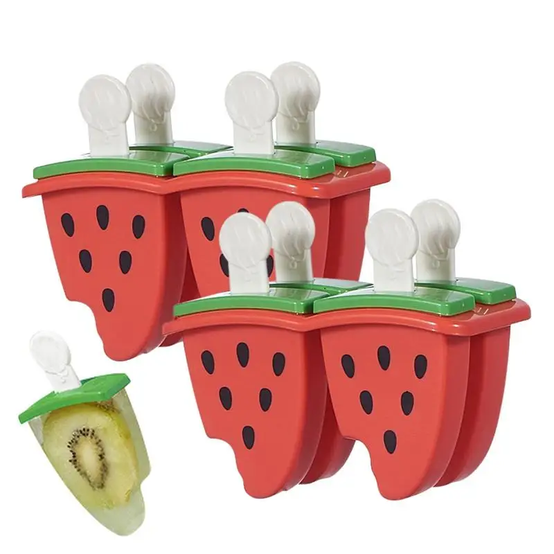 

4 Cavity Sicle Molds Watermelon Ice Molds Sicle Mold With Lid 2PCS Easy Release Homemade DIY Ice Cream Mold