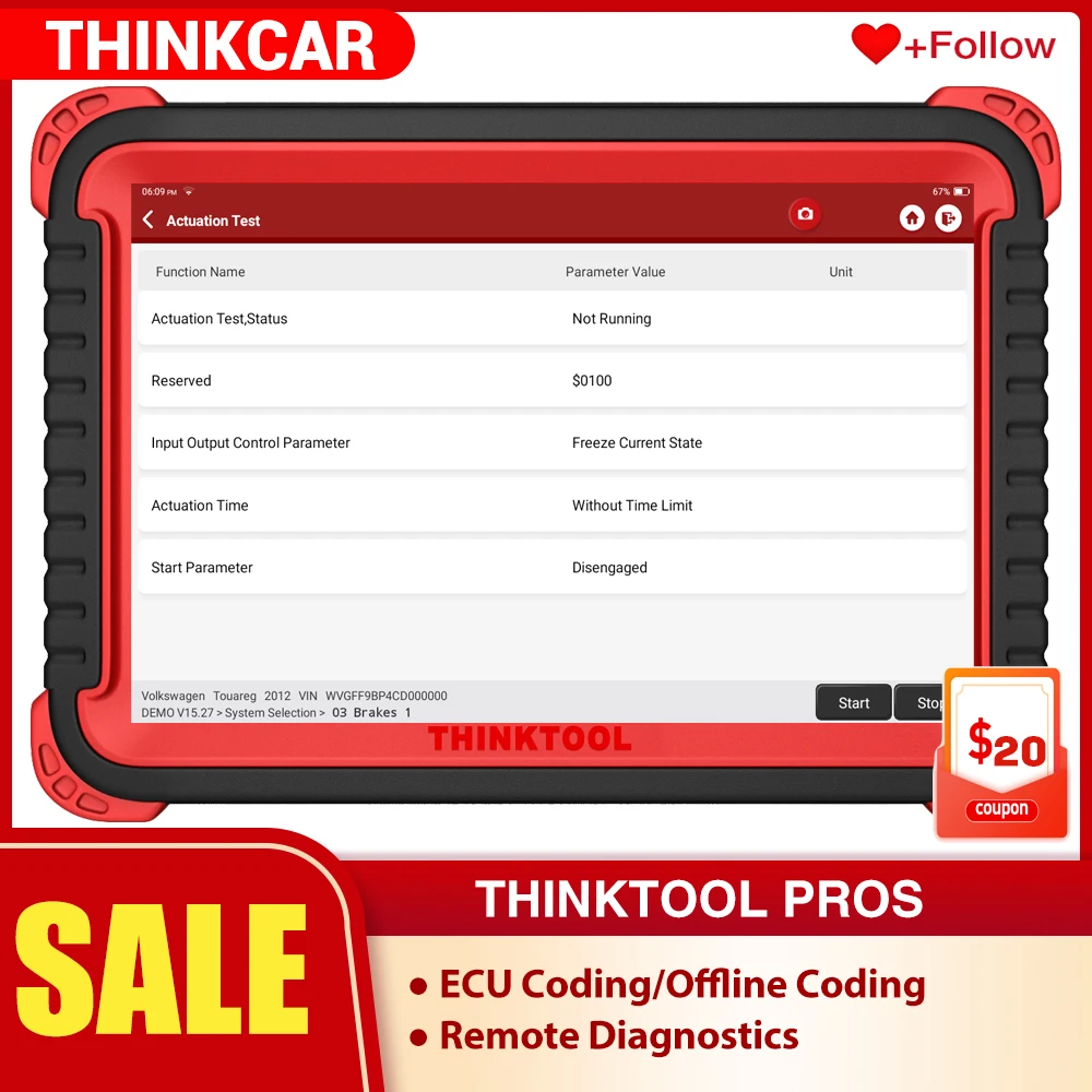 

Thinkcar Thinktool Pros OBDII Car Automotive Diagnostic Tool OBD2 Scanner OBD 2 Code Reader TPMS Functions PK Automotive Scanner