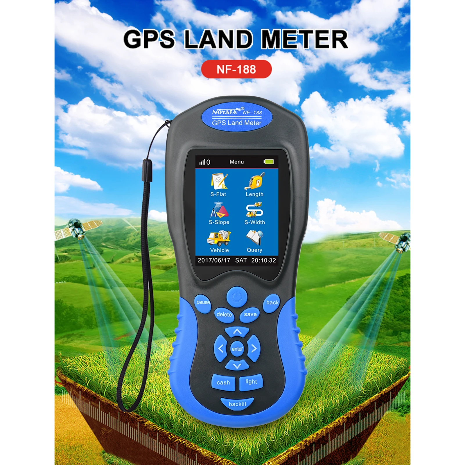 

NOYAFA NF-188/198 GPS Land Meter Digital LCD Measuring Device Automatic Manual Mode Outdoor Greenland Surveying Measurement Tool