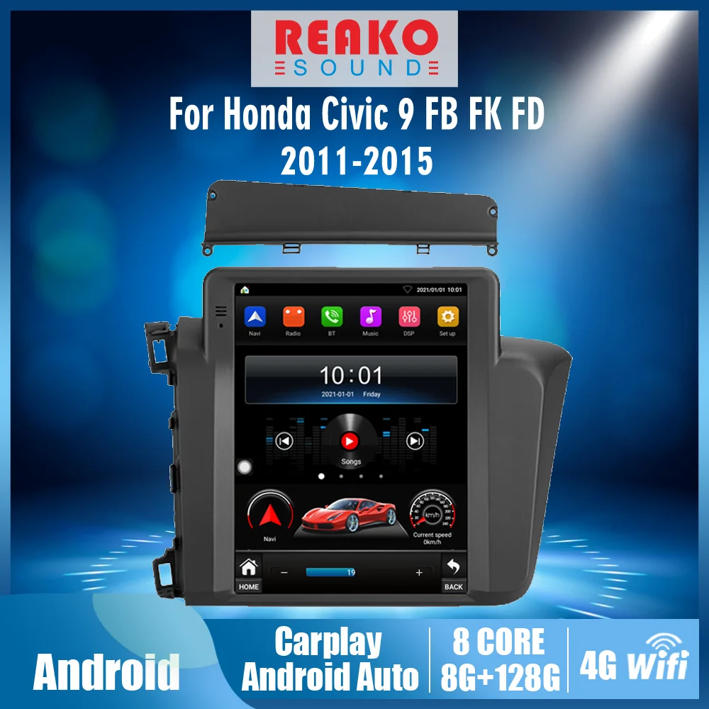 

2 Din Tesla Car Radio Android 4G Carplay For Honda Civic 9 FB FK FD 2011-2015 GPS Navigation Multimedia Player Stereo