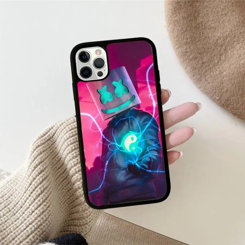Marshmellowes Phone Case Silicone PC+TPU Case for iPhone 11 12 13 Pro Max 8 7 6 Plus X SE XR Hard Fundas