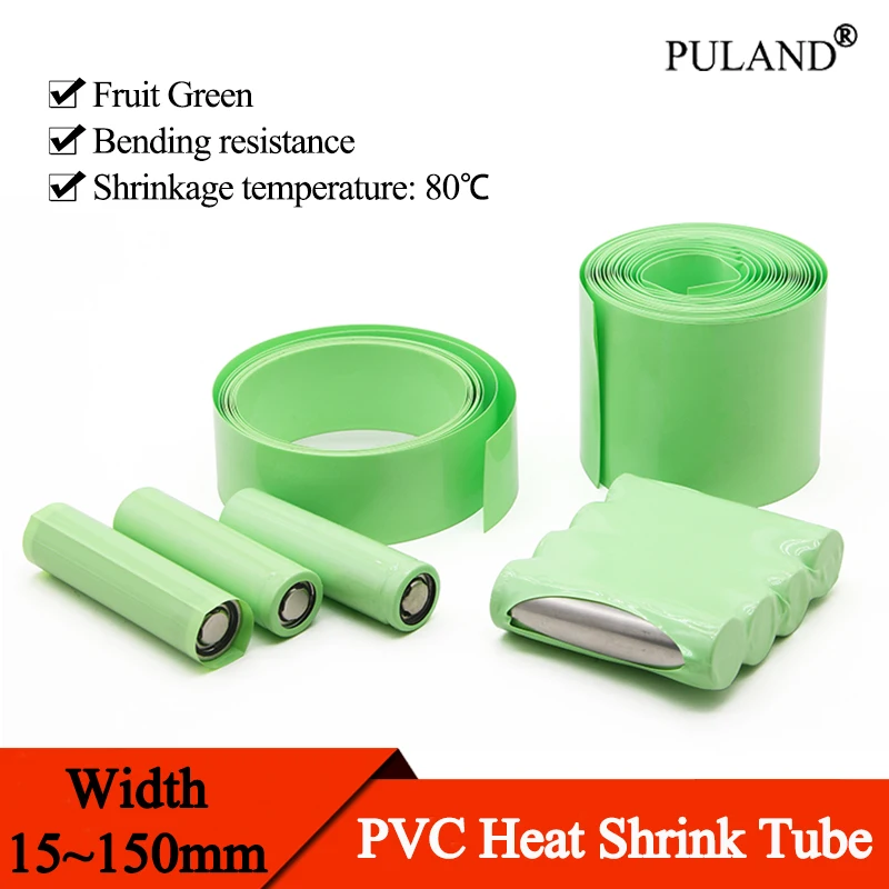 

1 ~ 20 м фруктово-зеленый 15 ~ 150 мм ПВХ термоусадочная трубка 18650 Lipo аккумулятор кабельный рукав литиевая изолированная пленка защита чехла