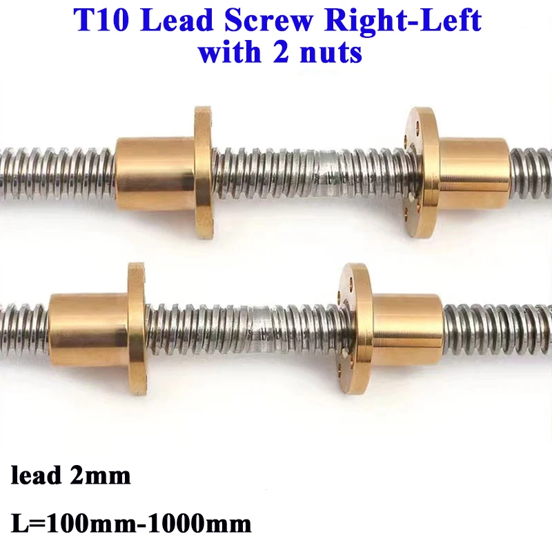 

Ходовой винт T10 Правая левая резьба Холод 2 мм Нержавеющая сталь 304 Наружный диаметр 10 мм Ходовой винт Трапециевидный стержень с латунной гайкой для 3D-принтера