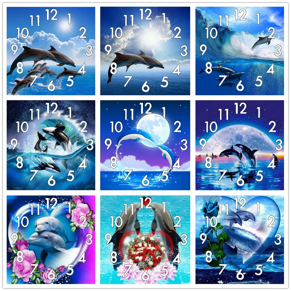 3D вышивка Круглый Вышивка крестиком дельфин животные полная 5D картина из страз