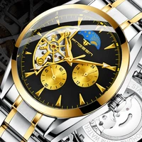 fngeen luxury gold plated case mens fashion tourbillon skeleton watches 2022 new automatic mechanical watch reloj hombre 8832