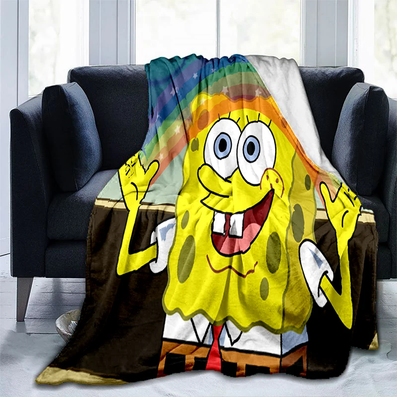 

S-Spongebob Blanket Custom Name Blanket Baby Blankets Flannel Fleece Throw Blanket Personalized Family Friends Blanket Gifts