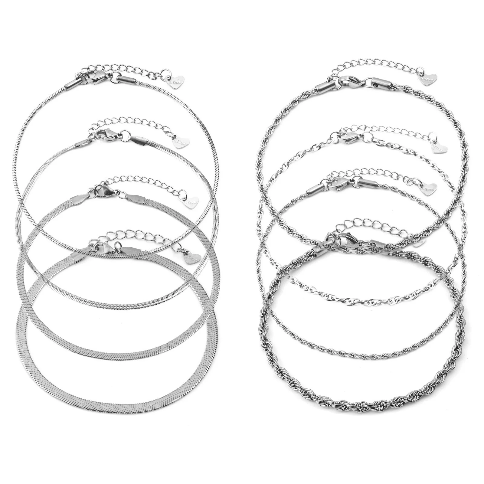 

Stainless Steel Link Chain Anklet Silver Color For Women Beach Foot Leg Chain Ankle Bracelets Jewelry Gift 23.5cm long, 1 Piece