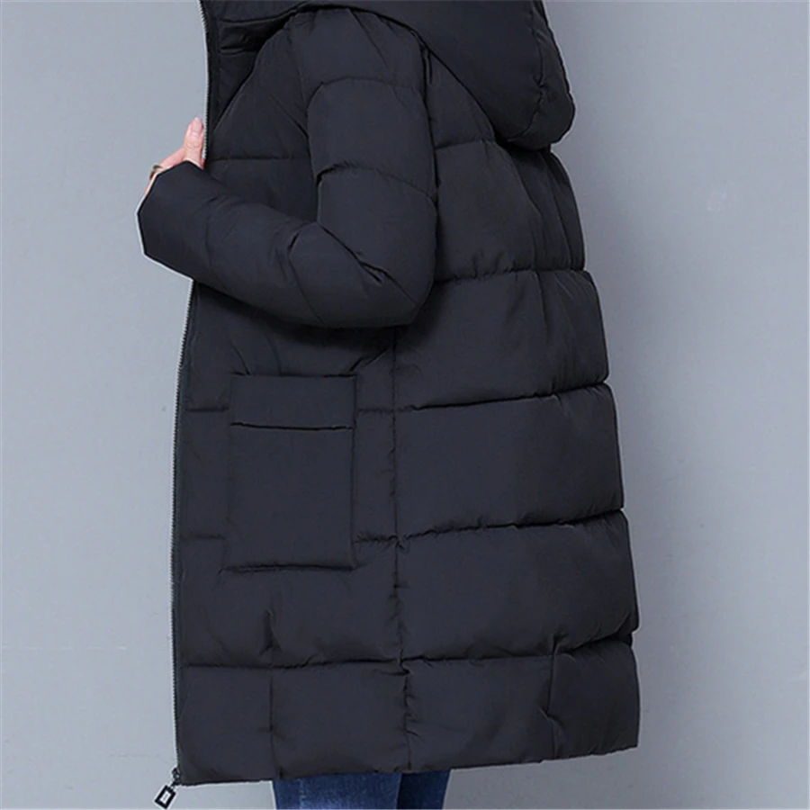 Oversized 5XL Hooded Cotton Padded Loose Coat Women Warm Thick Parkas Outwear Snow Wear Overcoat Mid-length Windbreaker Jackets