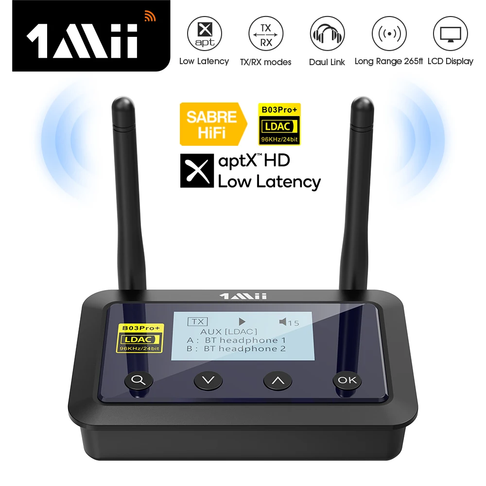 1Mii B03Pro+ Bluetooth 5,0 передатчик приемник аудио aptX LL HD CSR8675 HiFi LDAC Bluetooth адаптер для ТВ ПК с ЖК-экраном #