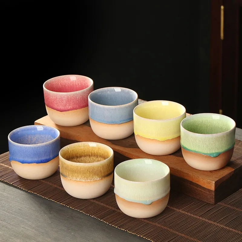 

1PCS Ceramic Tea Cup Kiln Change China Porcelain Kung Fu Cups Pottery Drinkware Tableware Water Mug For Gift Wholesale