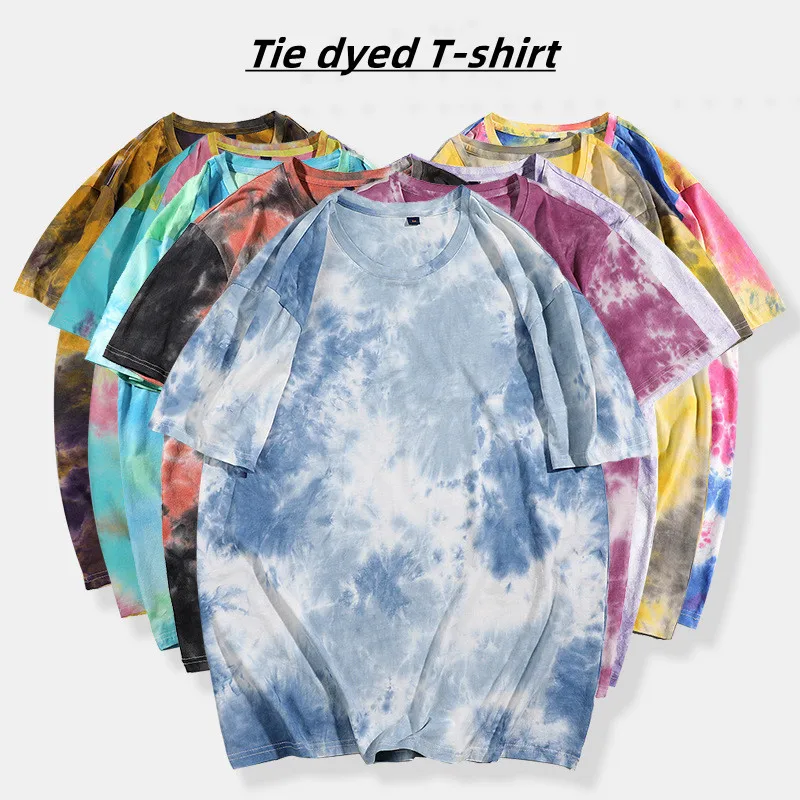

Men's Short Sleeve Summer New Fashion Loose Top European and American High Street Round Neck Casual Men's Tie Dyed T-shirt