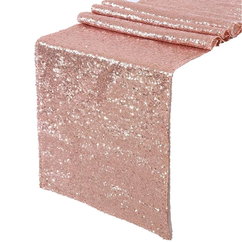 

Sparkly Rose Gold Sequin Table Runners Shimmer Table For Wedding Party Anniversary Birthday Cake Table Cloth