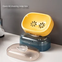 soap dish with lid for bathroom gadgets home accessories drain bar holder household portable case soap travel jabonera viaje