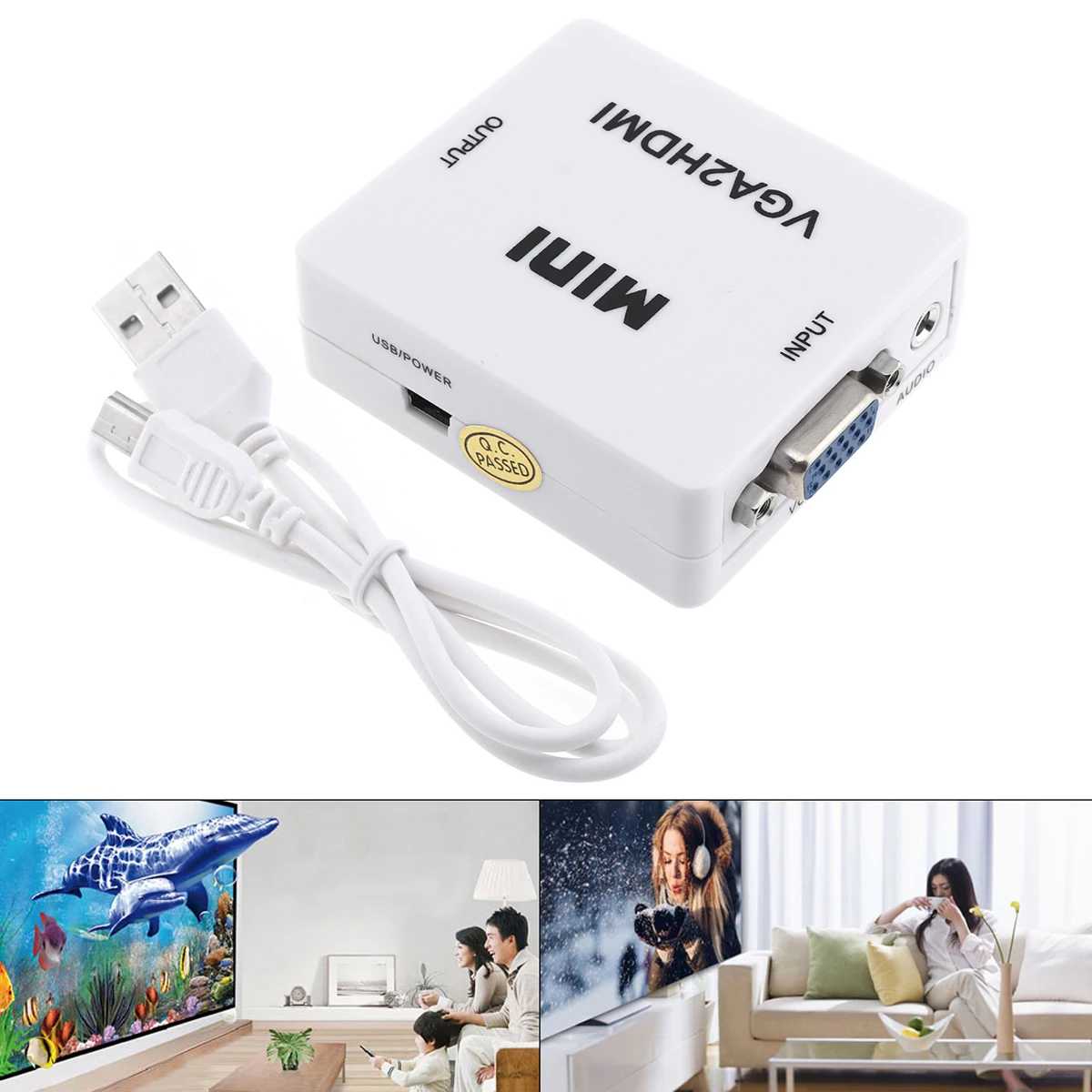 

HD VGA to H DMI Converter with 1080P Conversion Head Support Computer Connected TV Projector with Audio