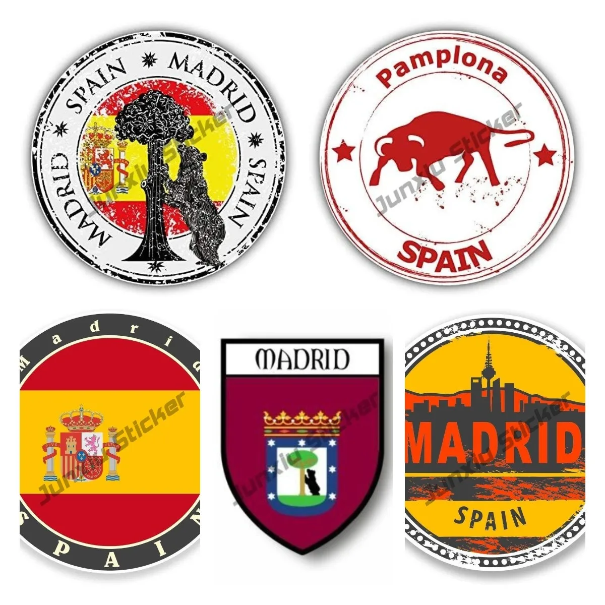 

Spain Madrid Pamplona Spain Travel Stamp Vinyl Decal Spanish Shield Badge Sticker Waterproof Car Decal Bumper Sticker