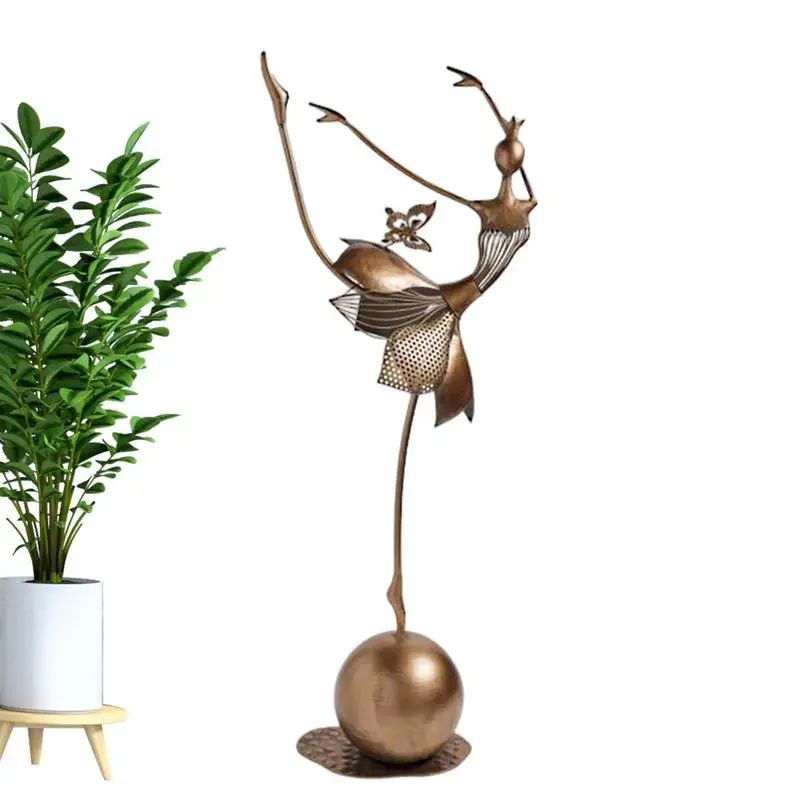 

Металлические садовые статуи, орнамент, водонепроницаемый металлический декор для сада, танцующая девушка, студия, декор для внутреннего и наружного декора