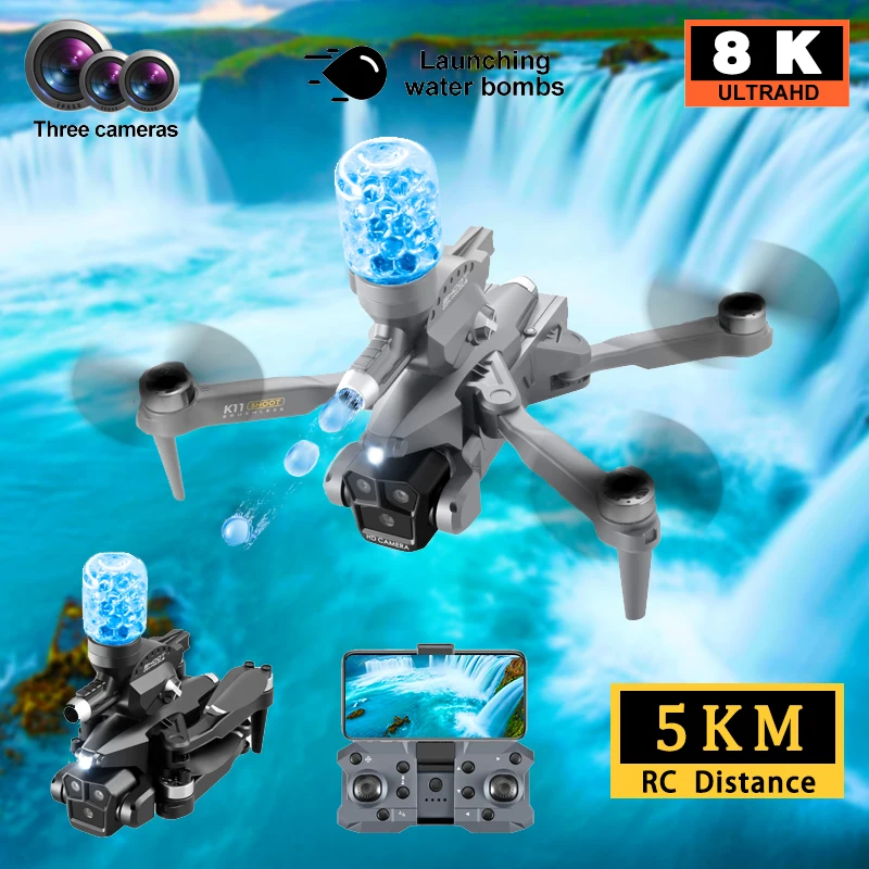 Квадрокоптер K11 Max Со Стробоскопическим Устройством Три Камеры