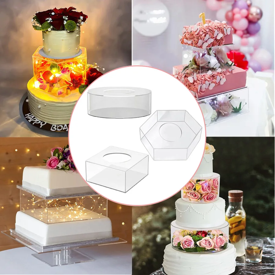 

Акриловая витрина для торта, прозрачная подставка для торта, фотодержатель для торта, витрина, поднос для сервировки тортов на свадьбу, день...