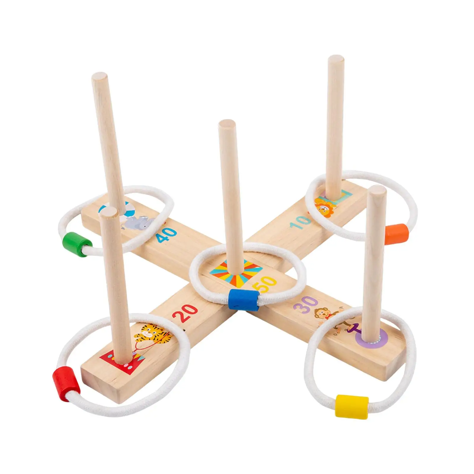 

Wood Ferrule Game Puzzle Toy Montessori Ring Toss Interactive for Birthday