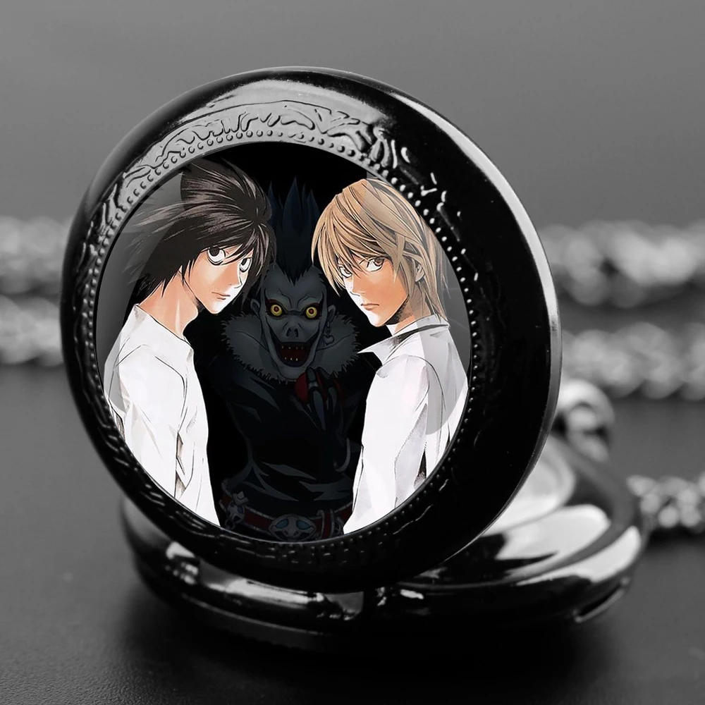 Дизайнерские стеклянные кварцевые карманные часы Death Note со стеклянным куполом и