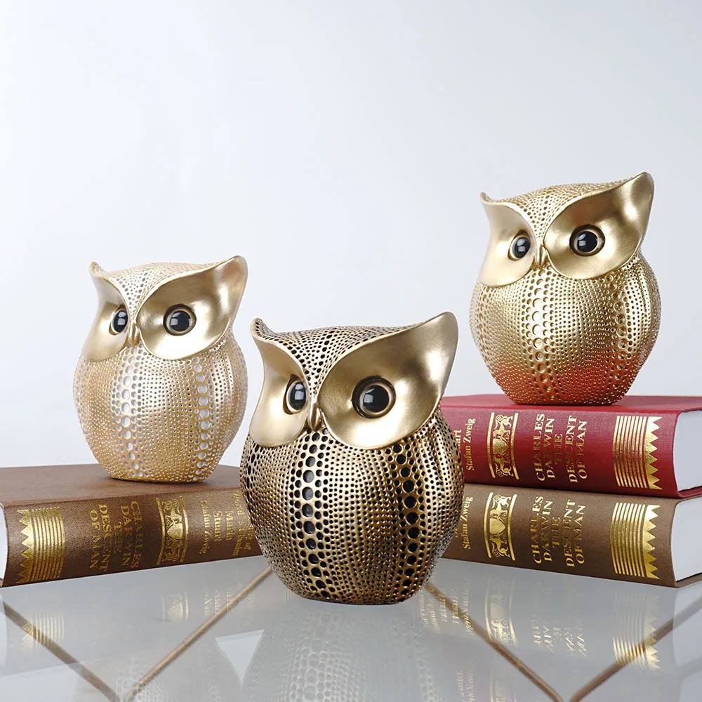 

New Owl Resin Statue Ornament Home Decoration Nordic Modern Bedroom Desk Sculpture Figurines Living Room Decor Birthday Gift